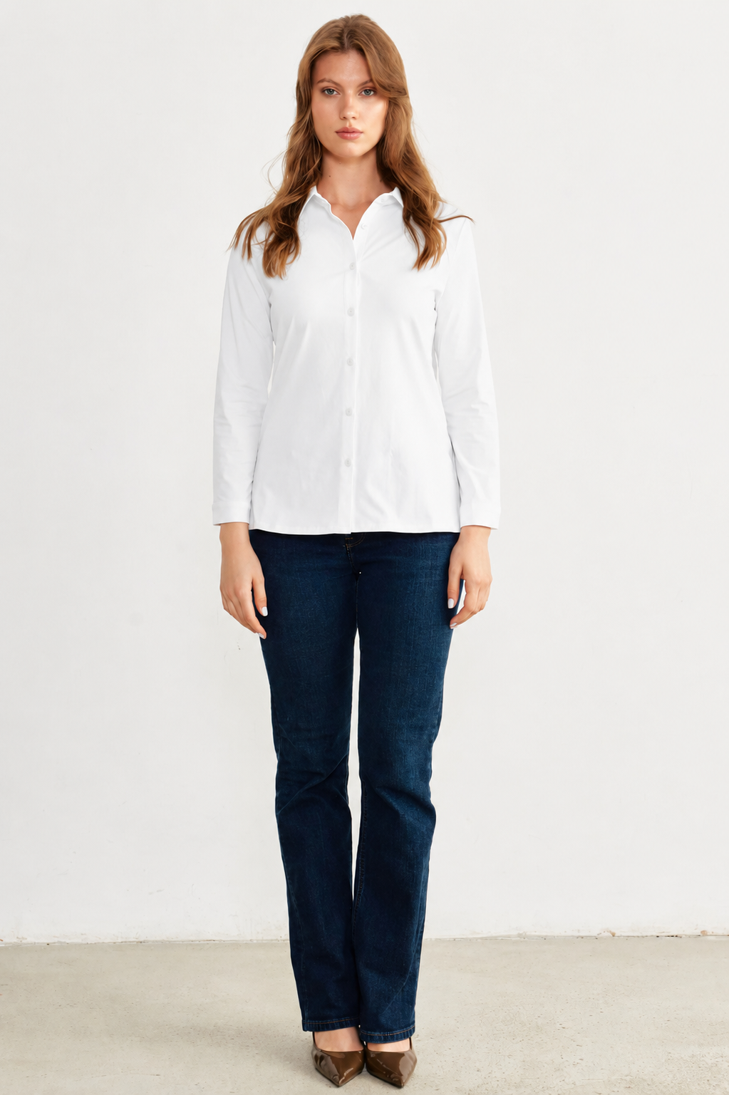 Stretch Jersey Tailored Shirt — Blush Pink
