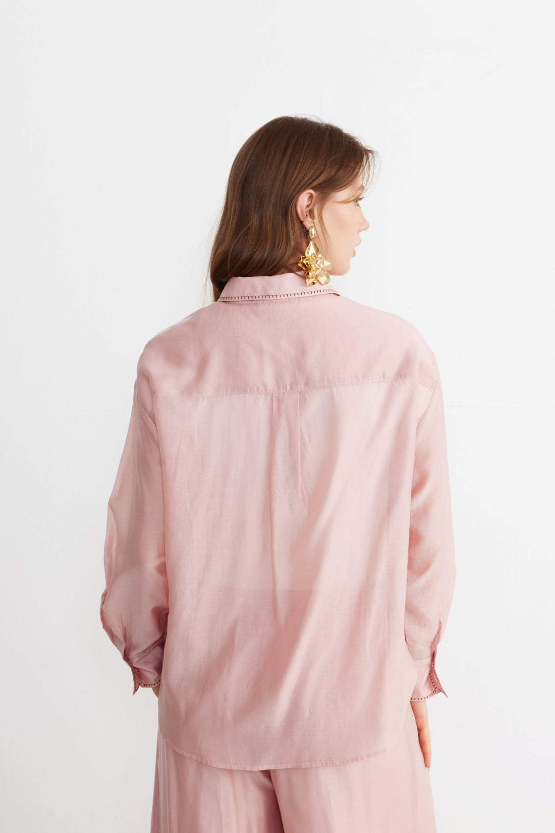 Contrast-Stitch Oversized Set— Blush pink