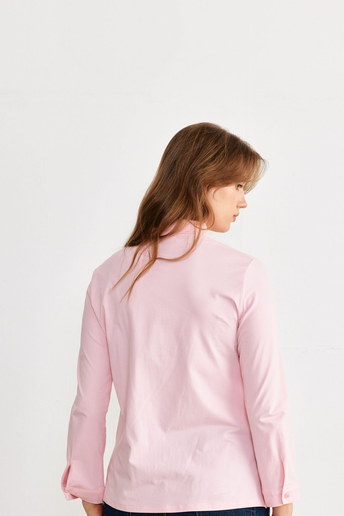 Stretch Jersey Tailored Shirt — Blush Pink