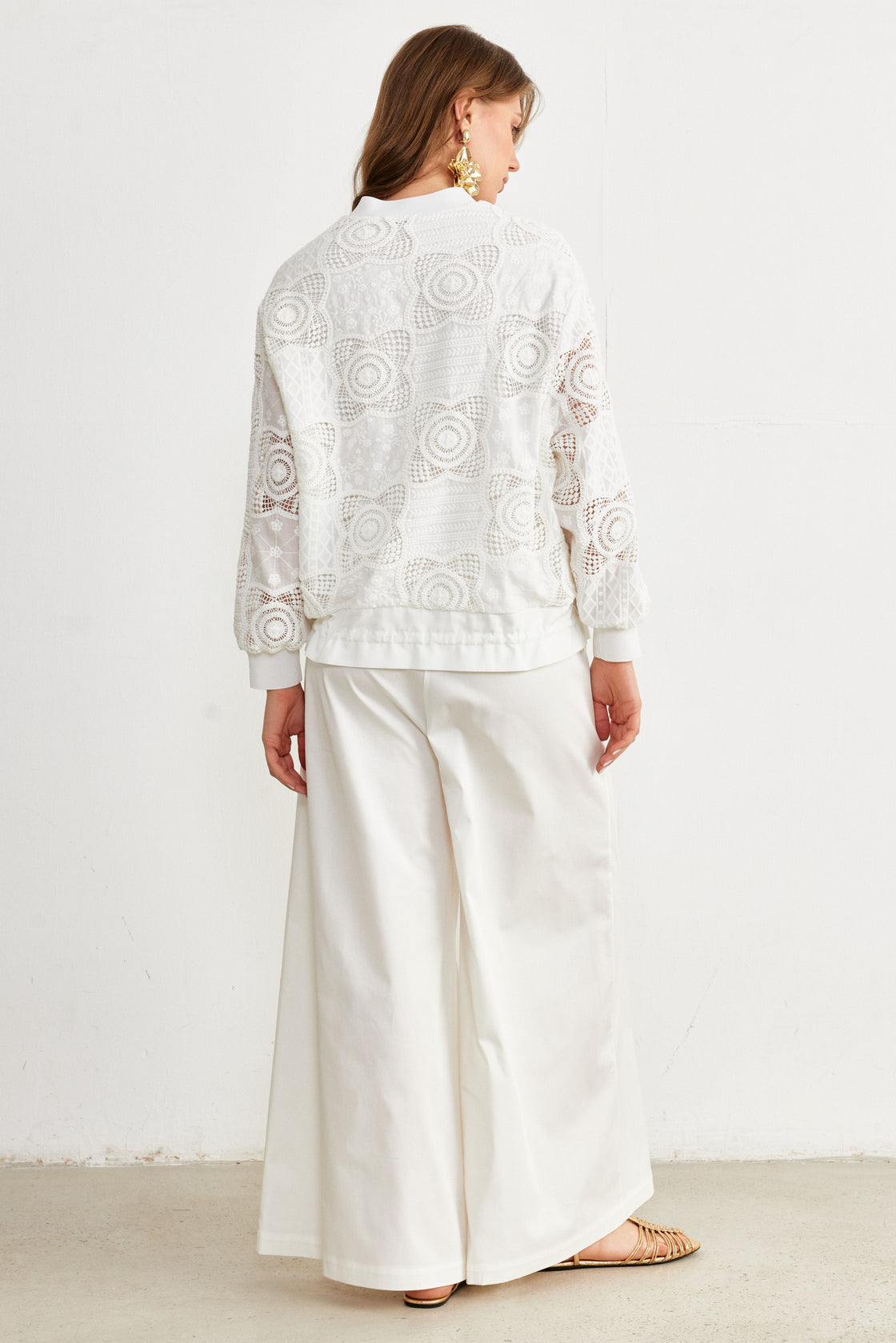 Mixed-Lace Utility Jacket — White