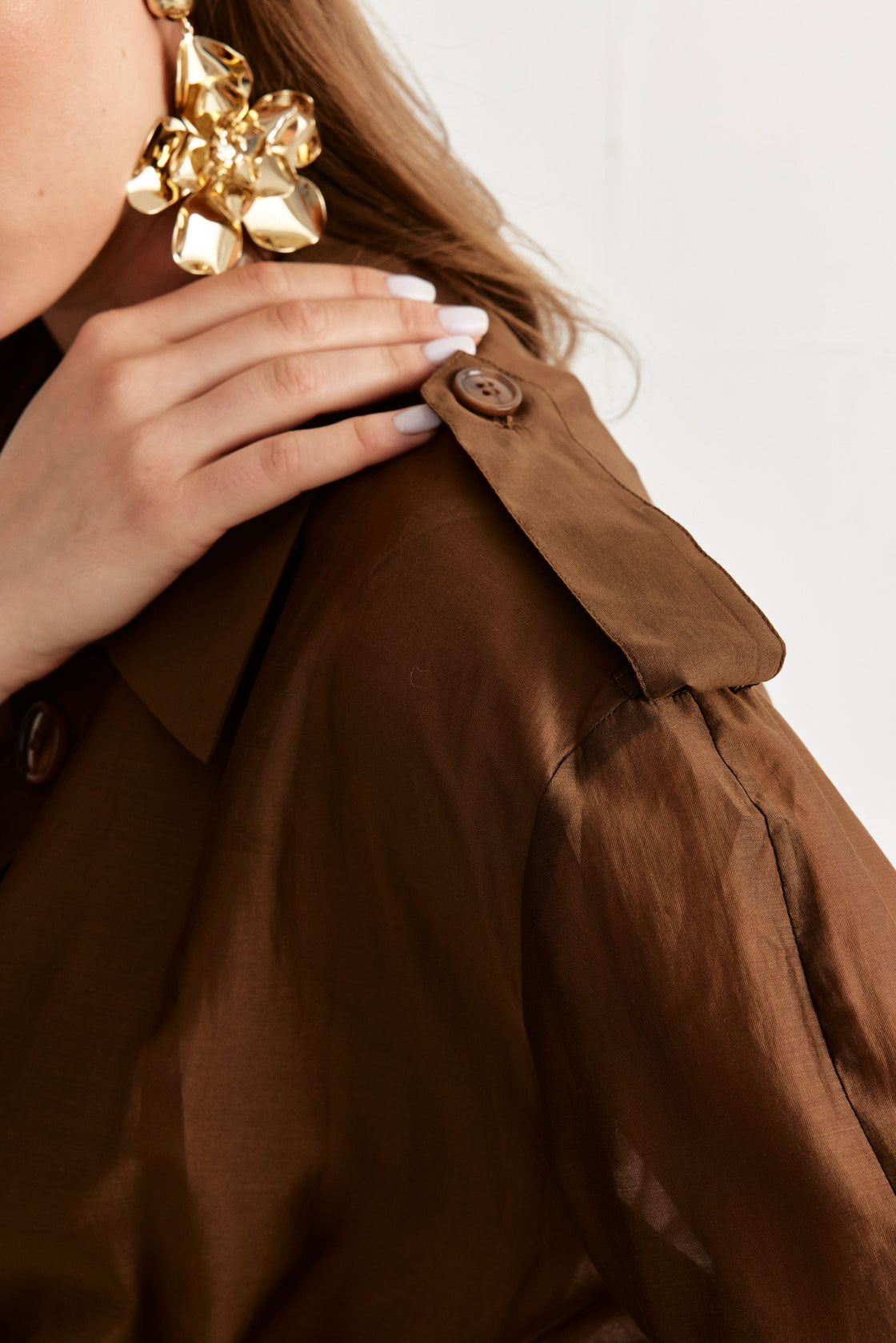 Belted Lightweight Trench Coat & Wide-Leg Pants Set — Chocolate Brown