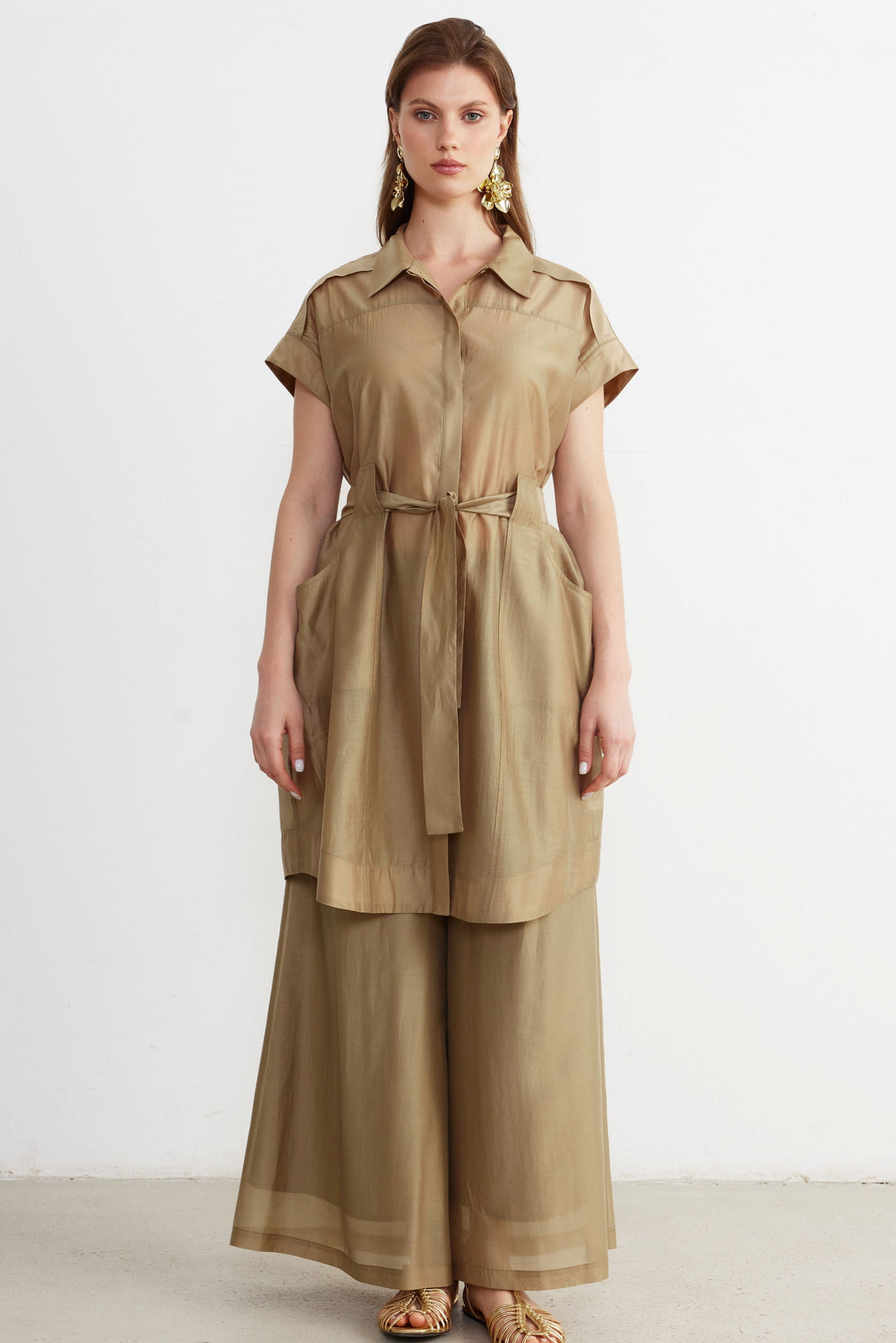 Belted Safari Tunic — Sand