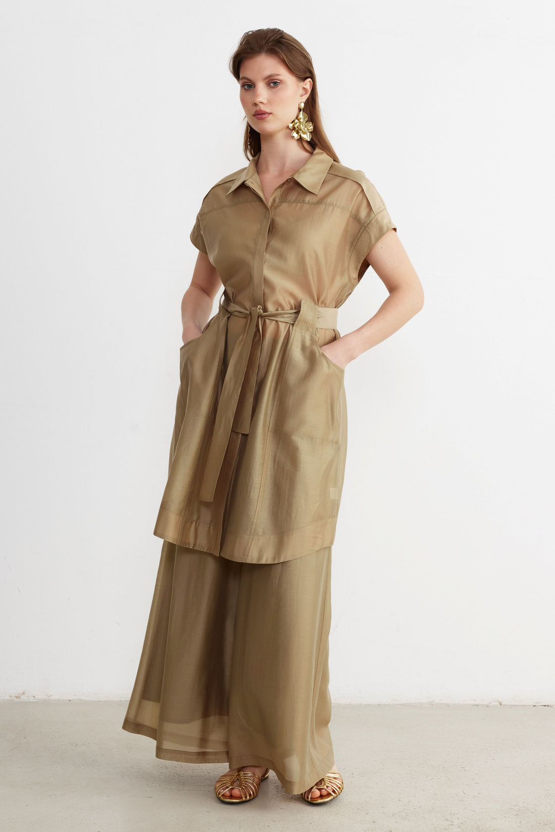 Belted Safari Tunic — Sand