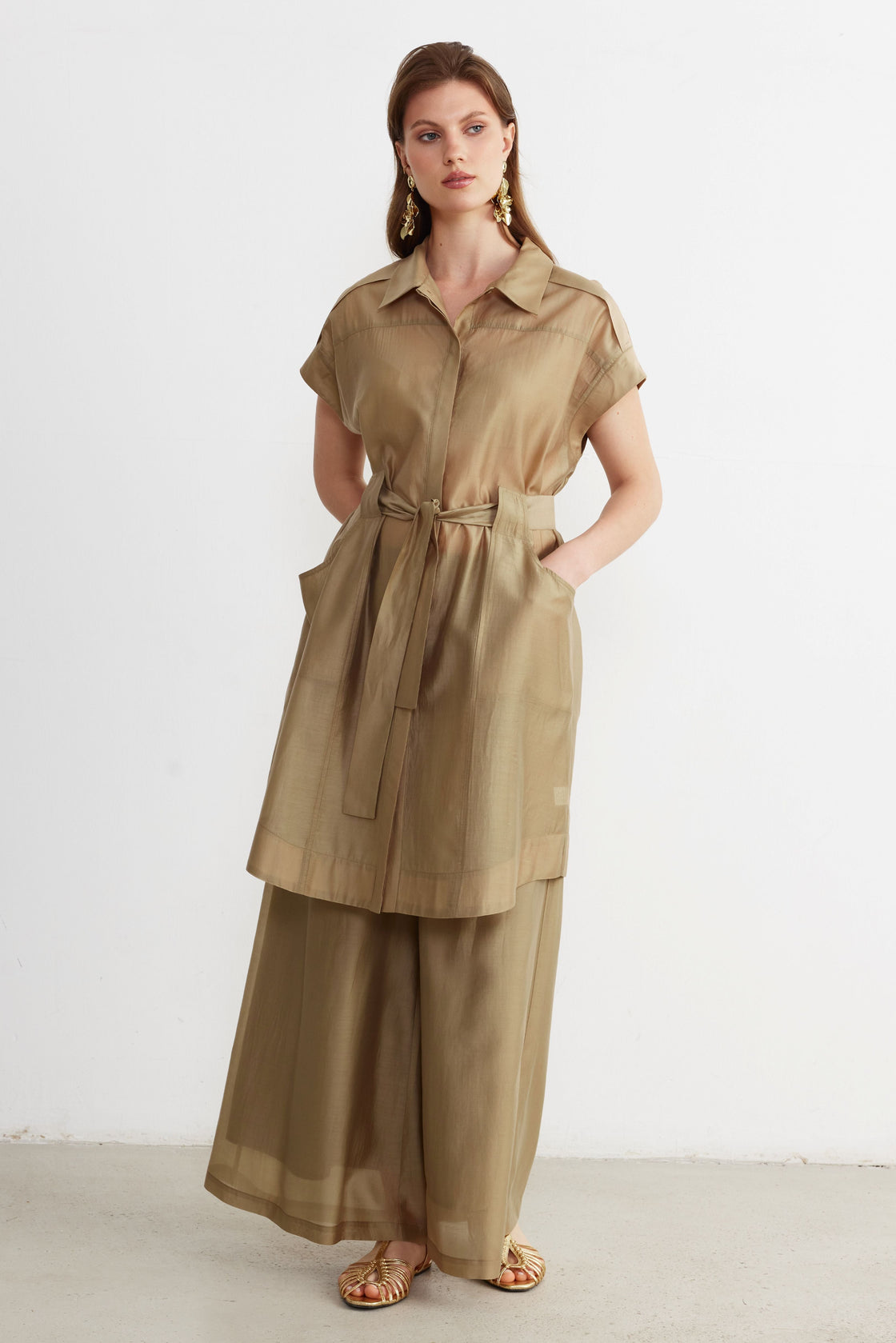 Belted Safari Tunic — Sand