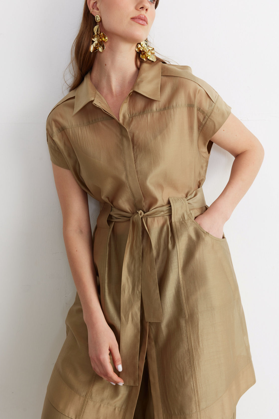 Belted Safari Tunic — Sand
