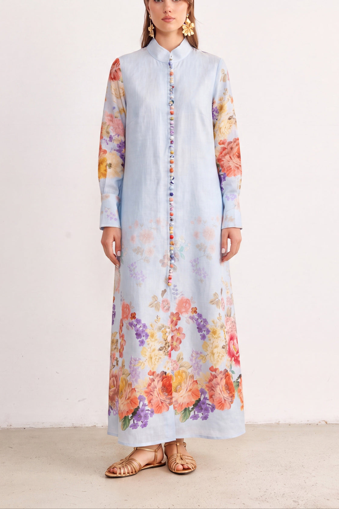 Azure Bloom Floral Maxi Dress