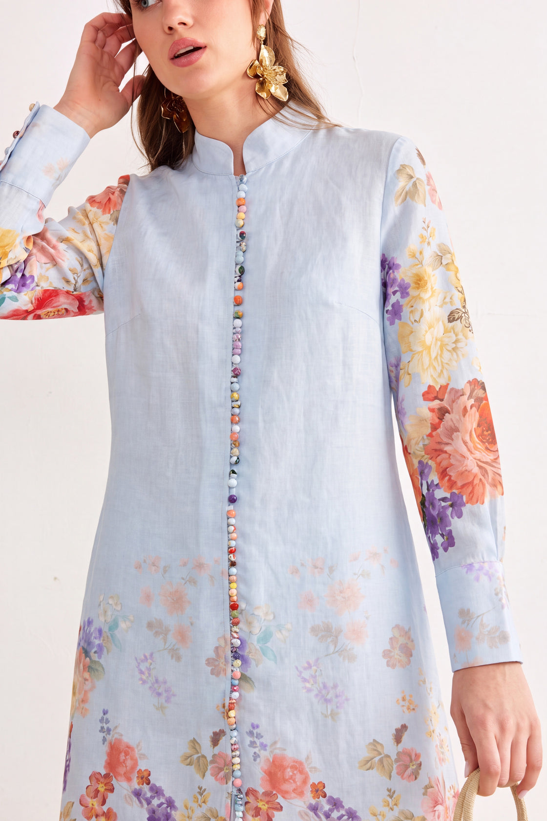 Azure Bloom Floral Maxi Dress