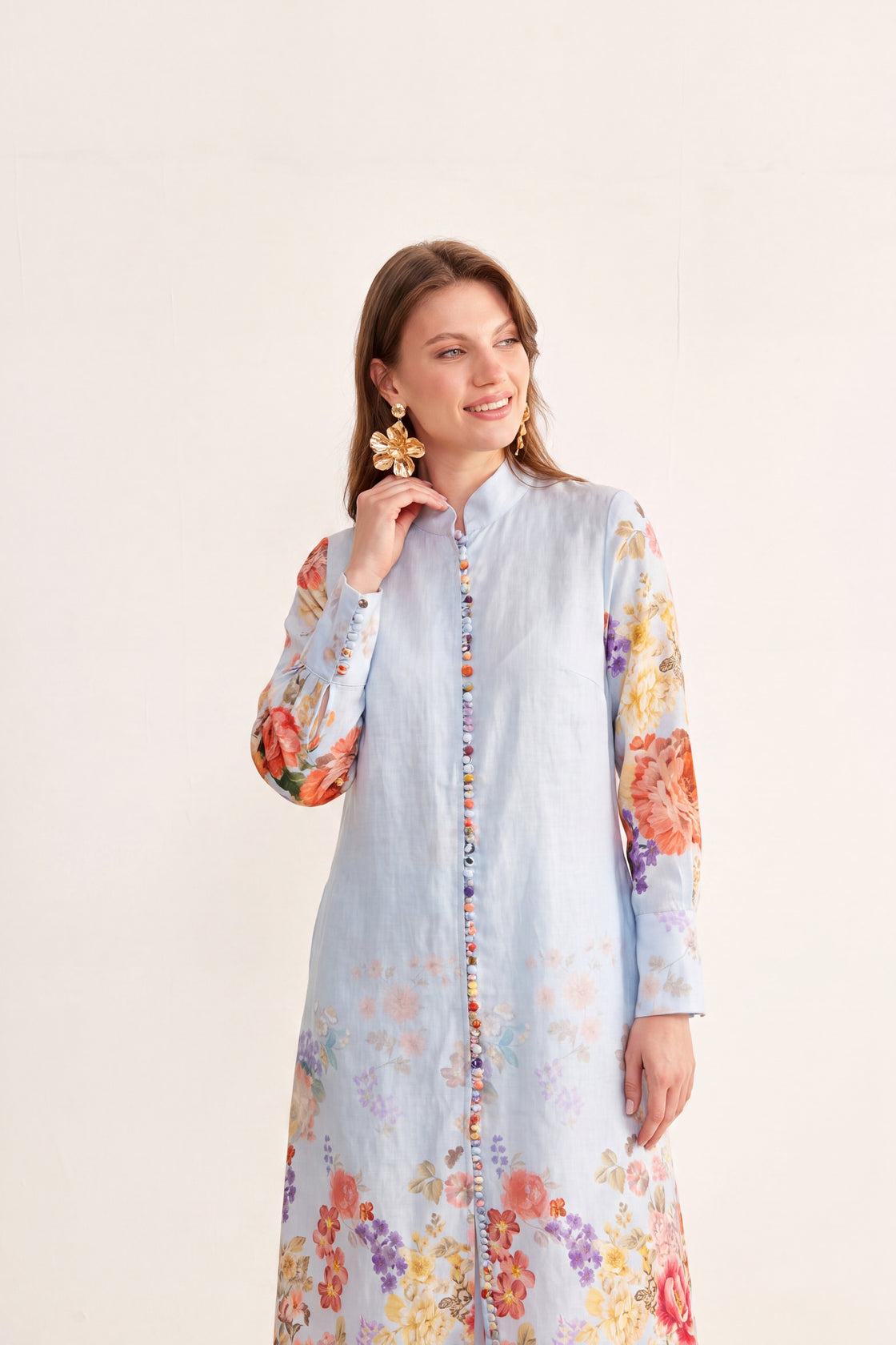 Azure Bloom Floral Maxi Dress