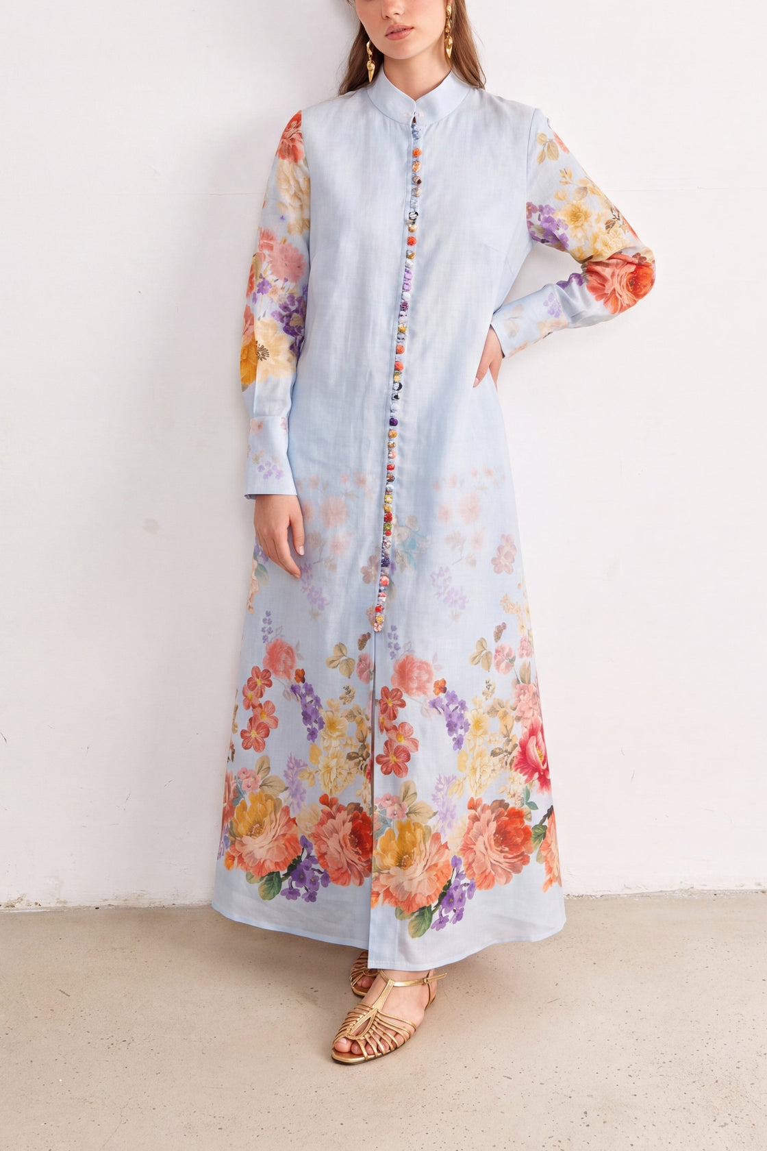 Azure Bloom Floral Maxi Dress