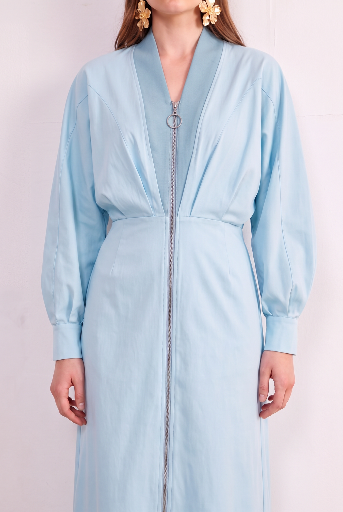 Azure Line Zip Maxi Dress bodice detail