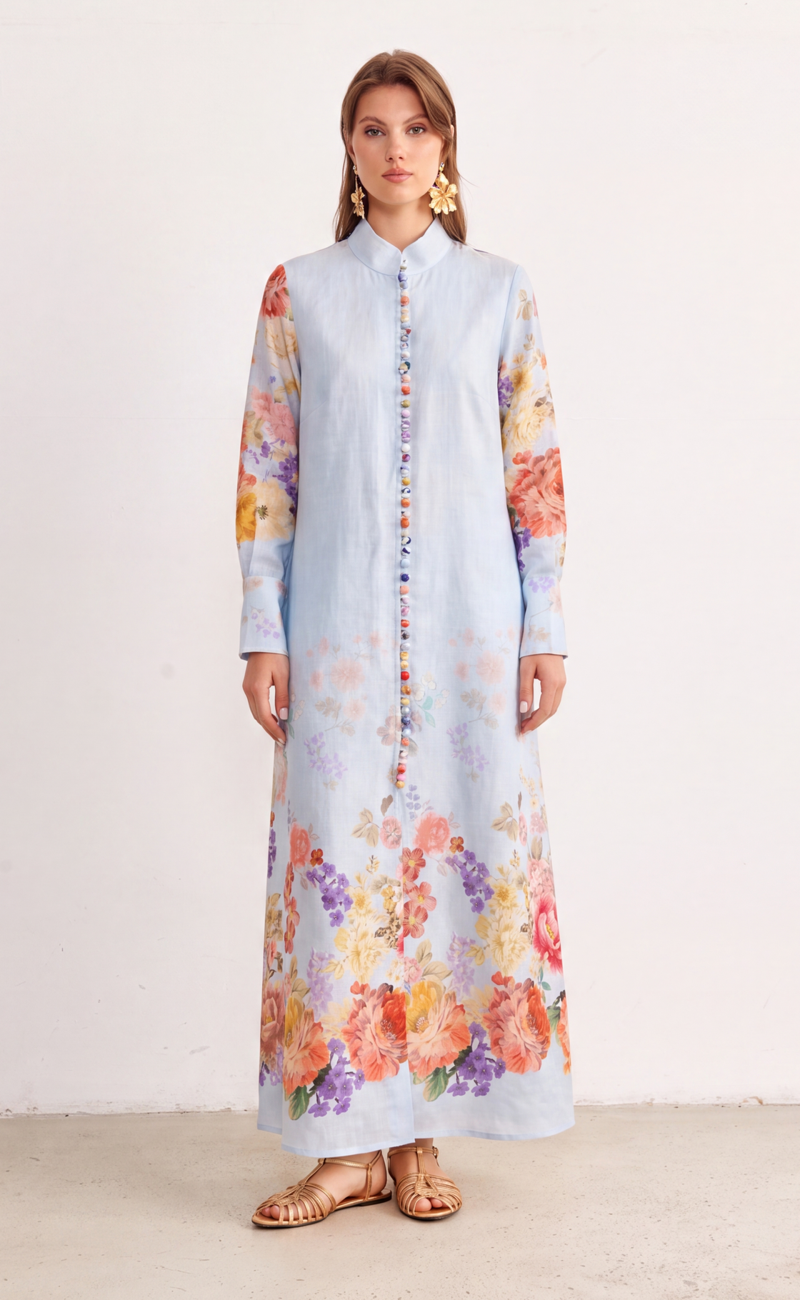 Azure Bloom Floral Maxi Dress