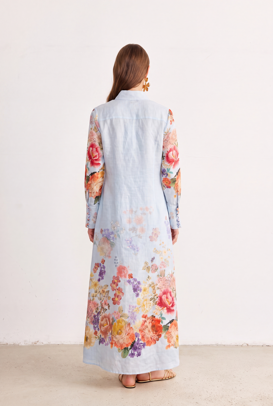 Azure Bloom Floral Maxi Dress