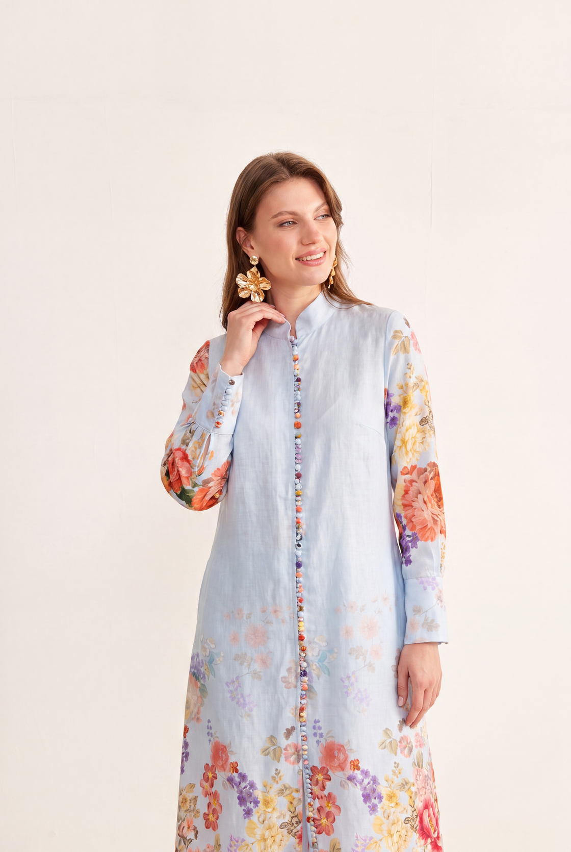 Azure Bloom Floral Maxi Dress