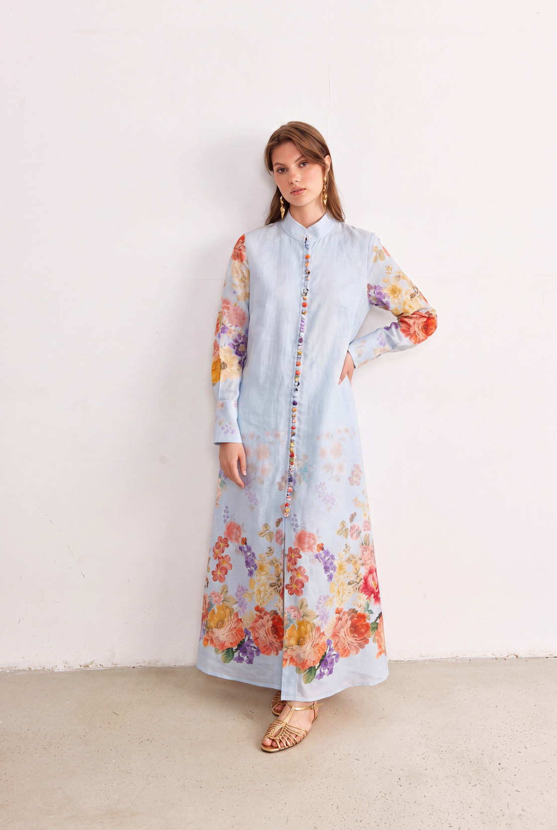 Azure Bloom Floral Maxi Dress