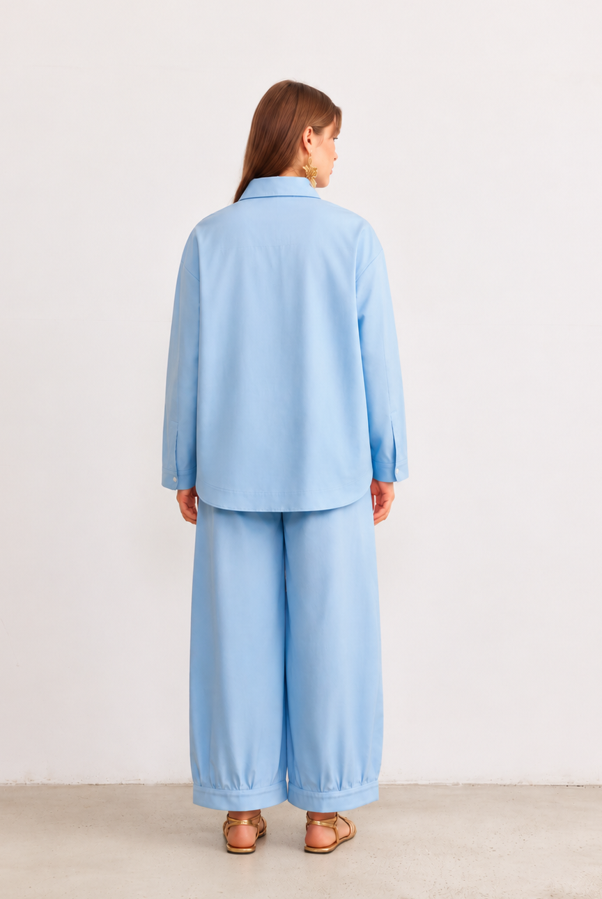 Ice Blue Contrast-Trim Set back view