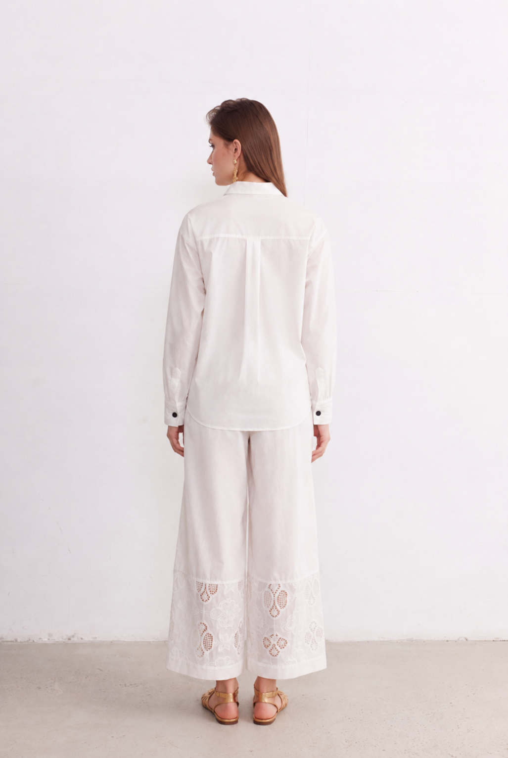 Ivory Guipure Embroidered Set back view