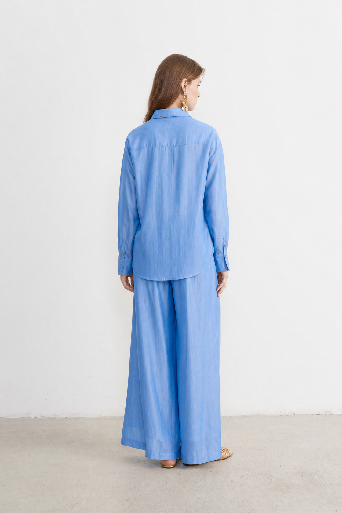 Contrast-Stitch Oversized Set— Blush pink
