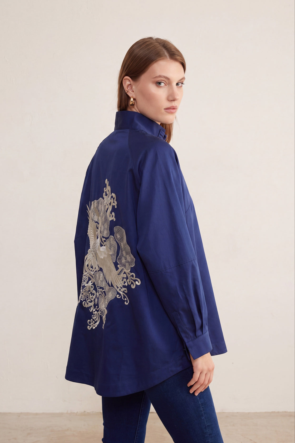 Midnight Bloom Embroidered Shirt