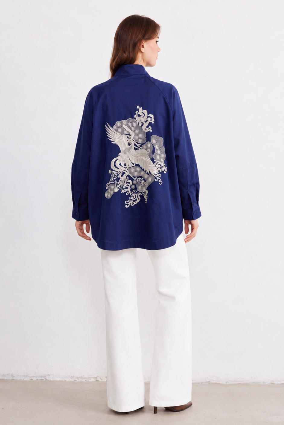 Midnight Bloom Embroidered Shirt embroidered back view