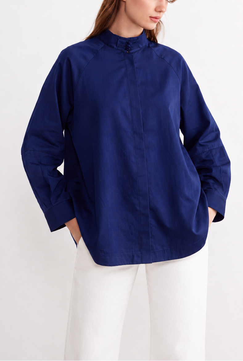 Midnight Bloom Embroidered Shirt front detail